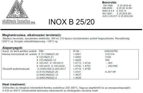 Elektróda INOX B 25/20 3.25 mm