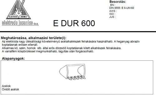 Elektróda Felrakó E-dur 600 4.0 mm