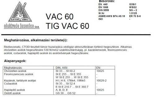 Hegesztő huzal VAC 60 0.6/15 kg SG2