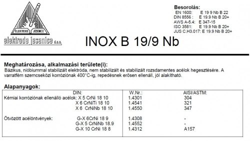 Elektróda INOX B 19/9 NB 3.25 mm