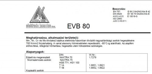 Elektroda bázikus EVB 80 2.5