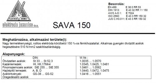 Elektroda SAVA 150 3.25 mm